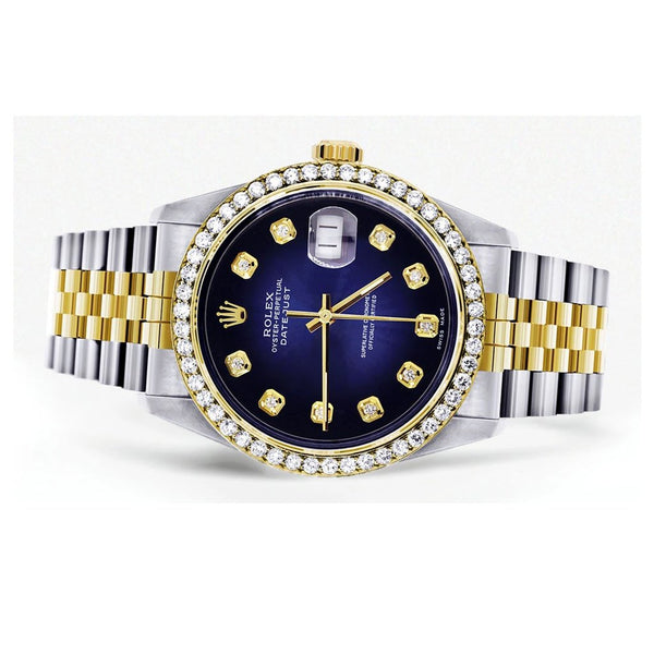 Montre Rolex Diamond Gold pour homme 16233 36Mm Cadran bleu