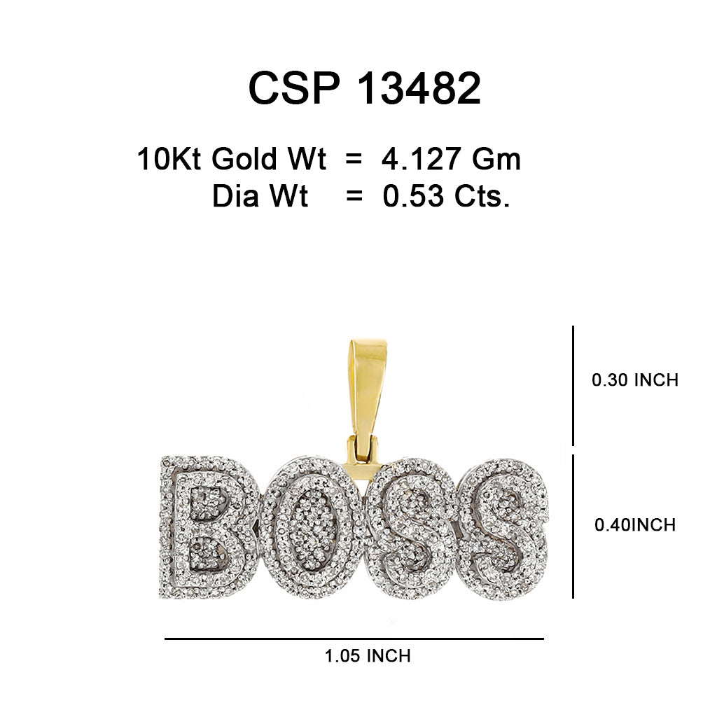 10K Or Jaune  0.53 CT diamant Pendentif Boss