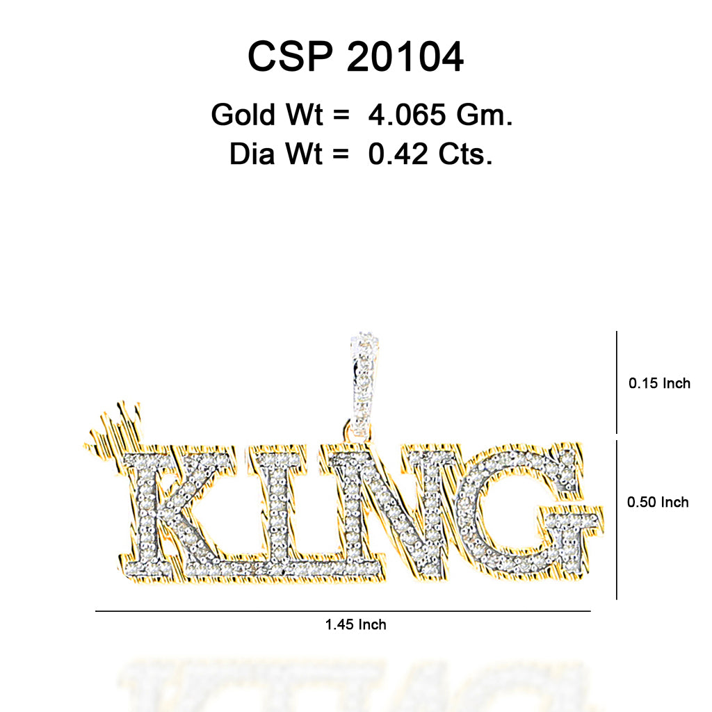 10K Or Jaune 0.42CT diamant Pendentif King CSP-20104