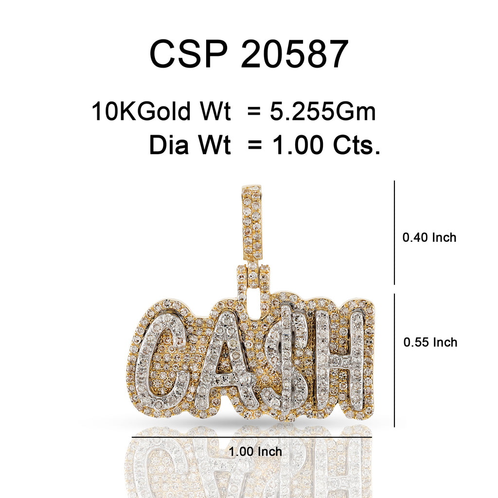 10K Or Jaune 1.00CT diamant Pendentif Cash CSP-20587