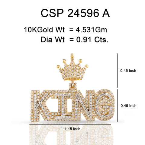 10K Or Jaune 0.91CT diamant Pendentif King CSP-24596