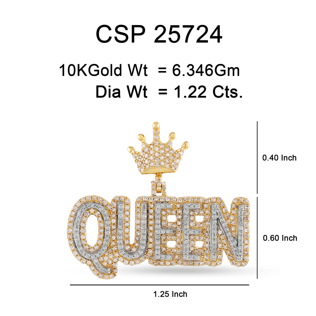 10K Or Jaune 1.22CT diamant Pendentif Queen  CSP-25724