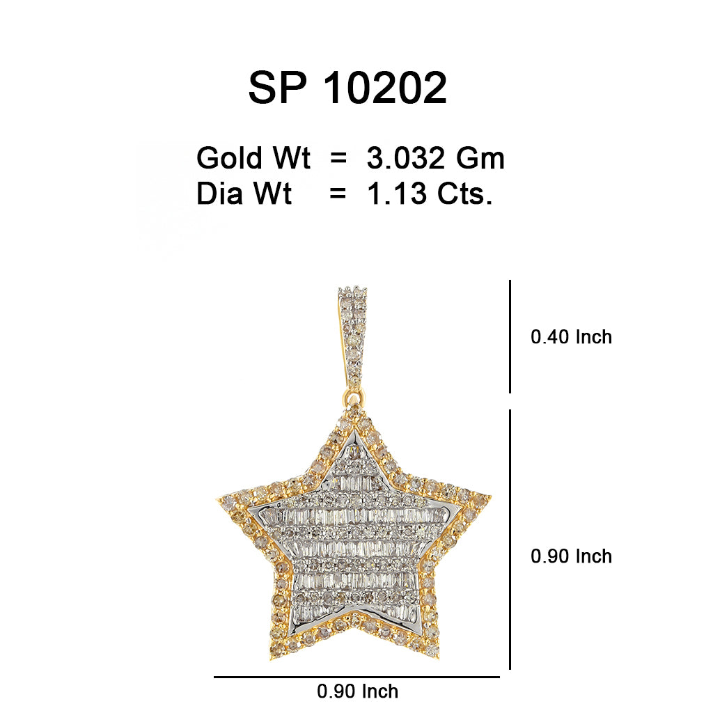 10K Or Jaune 1.13CT diamant Pendentif Etoile SP-10202