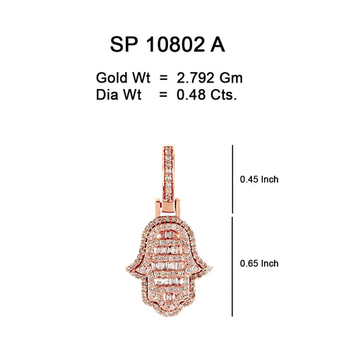 10K Or Jaune 0.48CT diamant Pendentif Hamza SP-10796