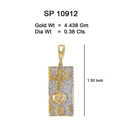 10K Or Jaune 0.38 CT diamant Pendentif Billet de 100$  SP-10912