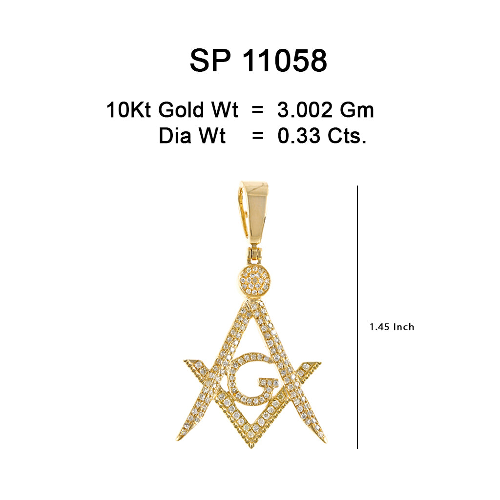 10K Or Jaune 0.33 CT diamant Pendentif Or SP-11058