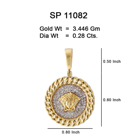 10K Or Jaune 0.28 CT diamant Pendentif Médusa avec diamant SP-11082