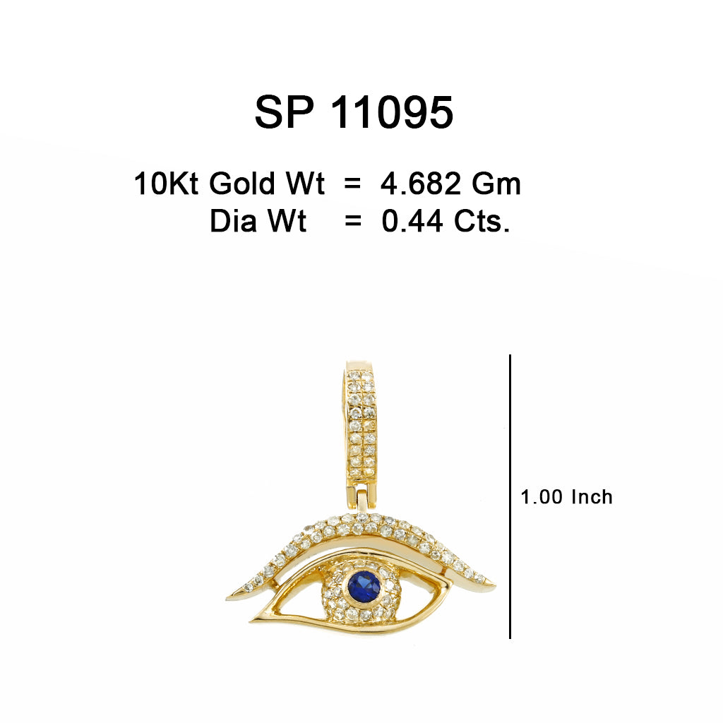 10K Or Jaune 0.44 CT diamant Pendentif Oeil SP-11095