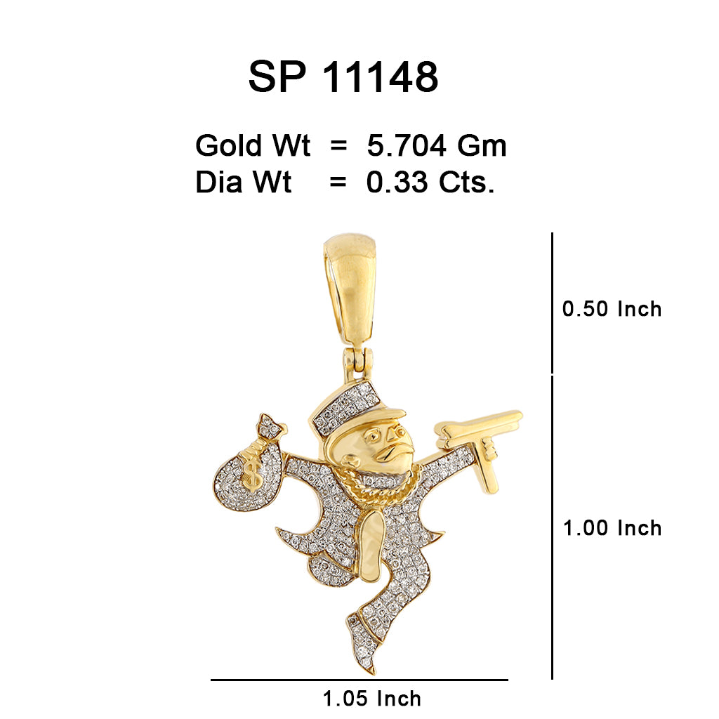 10K Or Jaune 0.33CT diamant Pendentif   SP-11148