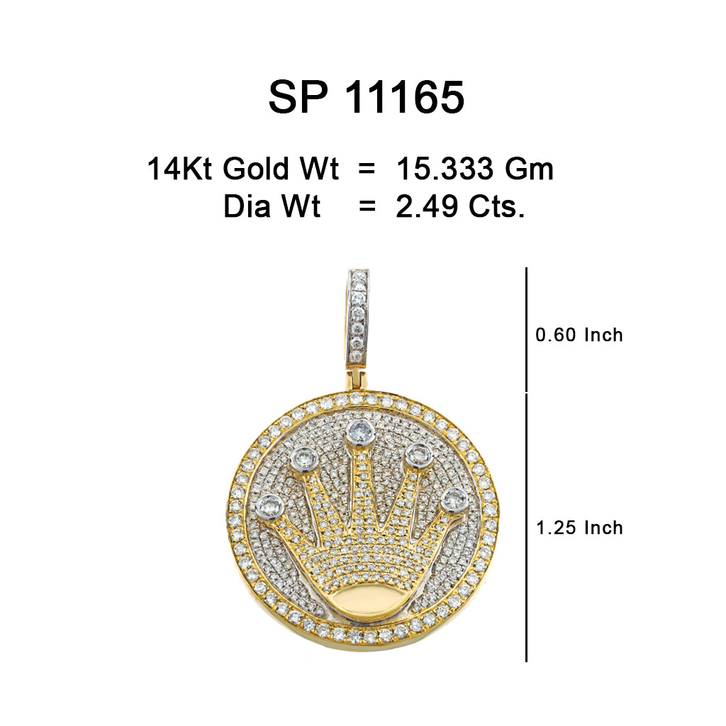 10K Or Jaune 2.49CT diamant Pendentif Couronne  SP-11165