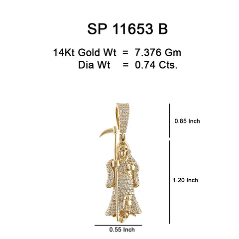 10K Or Jaune 0.74CT diamant Pendentif Faucheur SP-11653