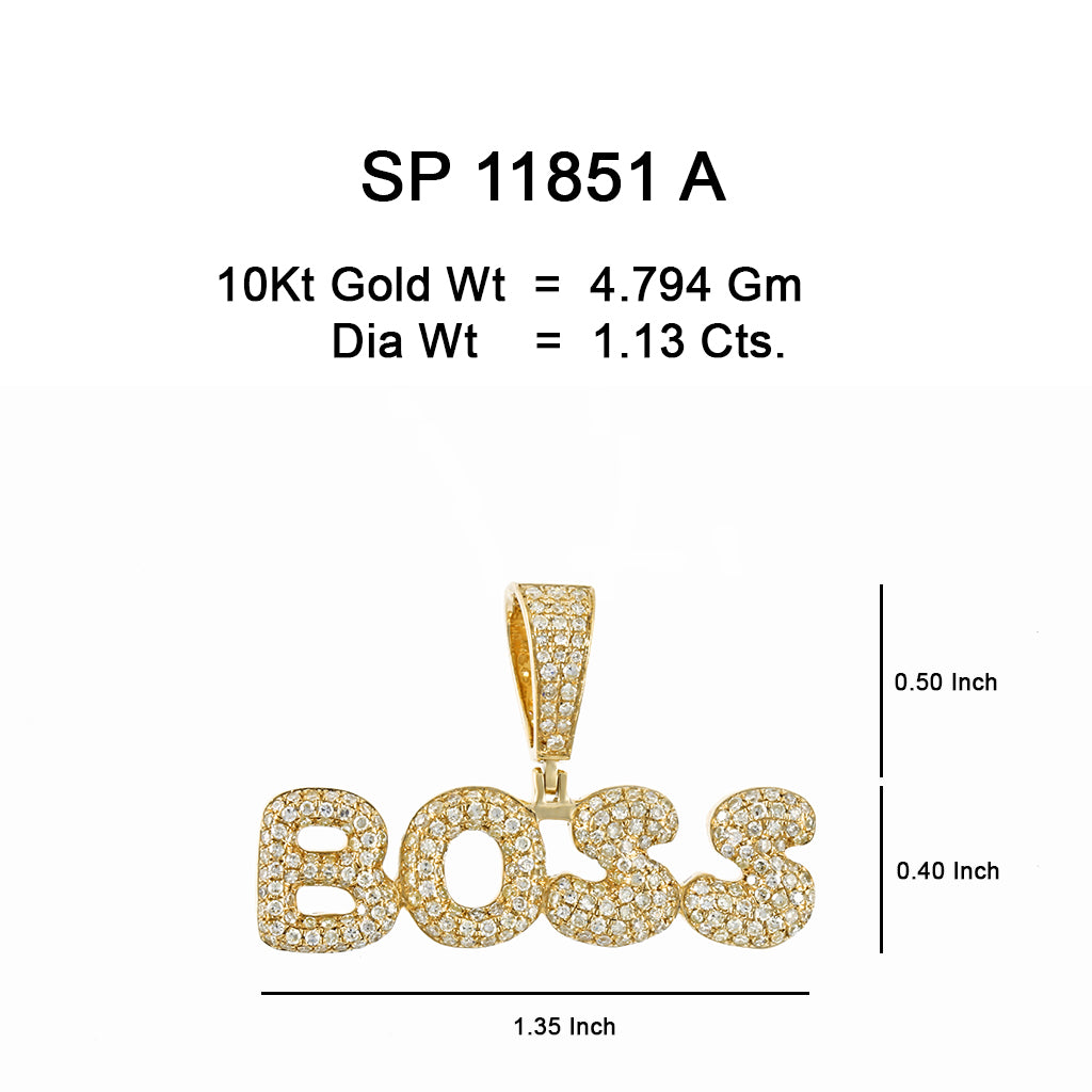 10K Or Jaune 1.13CT diamant Pendentif Boss SP-11851