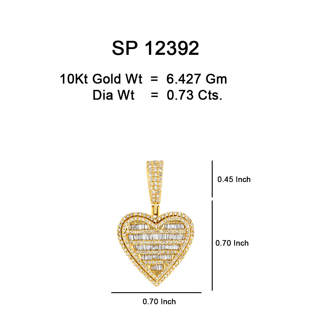 10K Or Jaune 0.73CT diamant Pendentif Coeur SP-12392