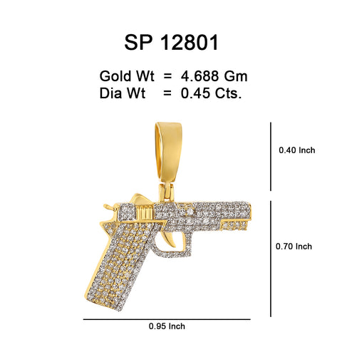 10K Or Jaune 0.45CT diamant Pendentif Fusil SP-12801