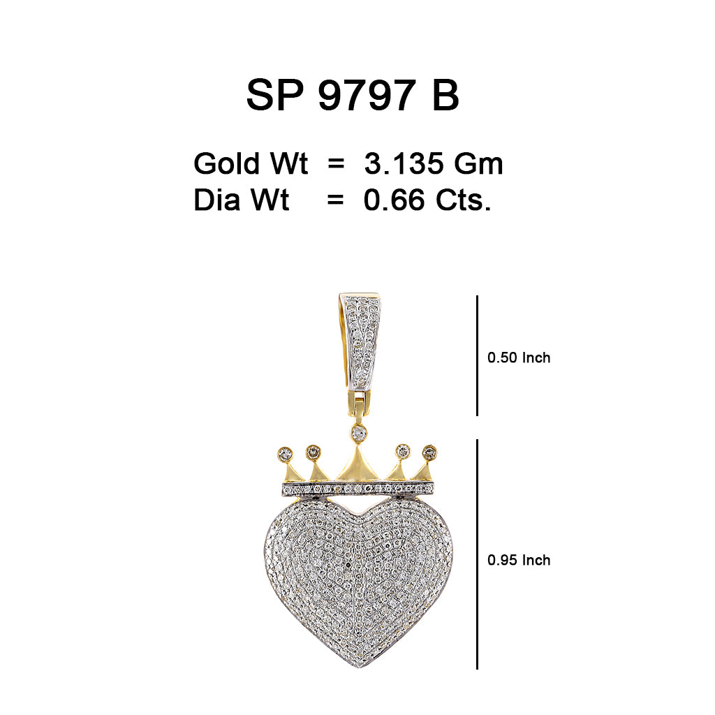 10K Or Jaune 0.66CT diamant Pendentif Coeur  SP-9797