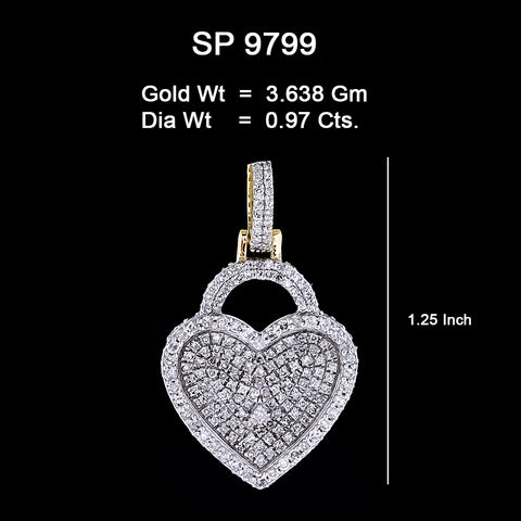 10K Or Jaune 0.97CT diamant Pendentif Coeur  SP-9797