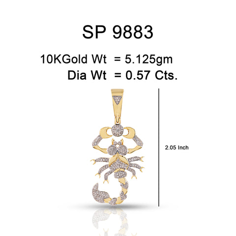 10K Or Jaune 0.57CT diamant Pendentif Scorpion SP-9883