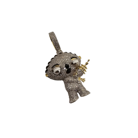 Pendentif Stewie  de la famille Griffin  1ct Diamants SI en or 10K