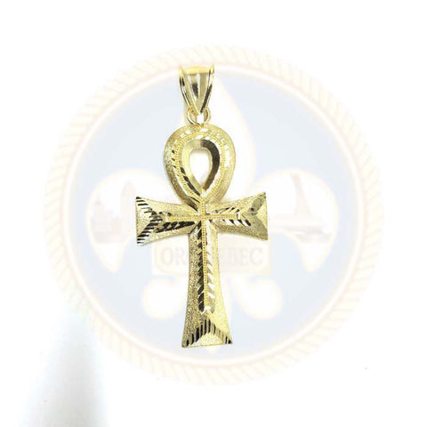 Pendentif Croix Ankh Diamond Cut en or jaune 10K M GAP-014 - OR QUEBEC 