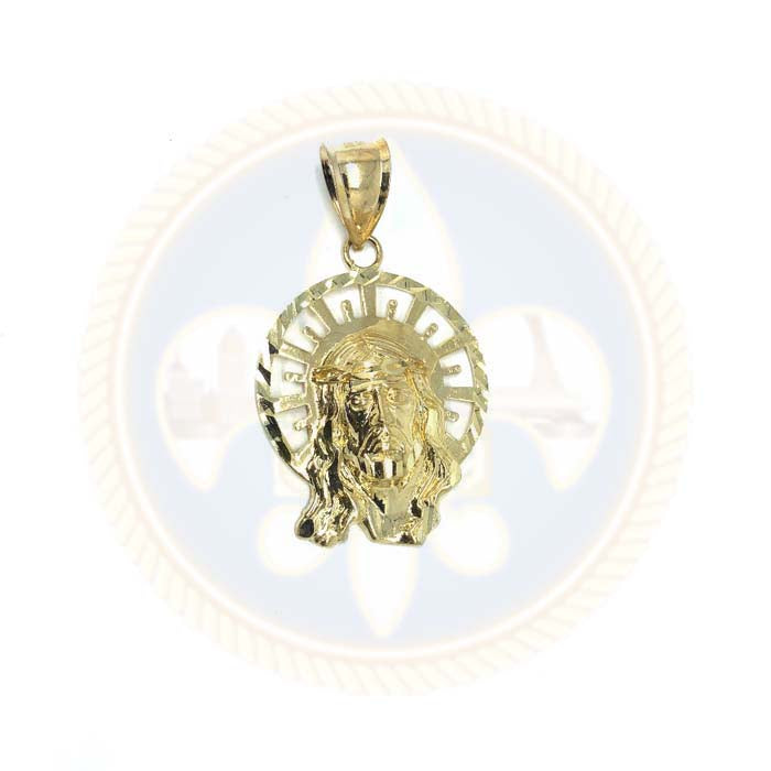 Pendentif Homme Jésus tête ronde en or 10 Karat L GJP-018 - OR QUEBEC 