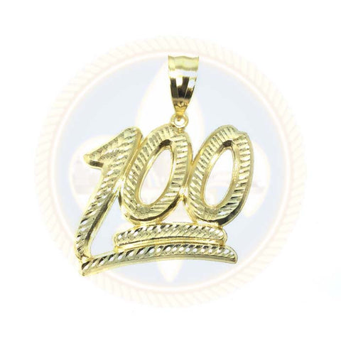 10K Pendentif homme emoji 100 en or jaune 10K coupe diamant MPG-357 - OR QUEBEC 