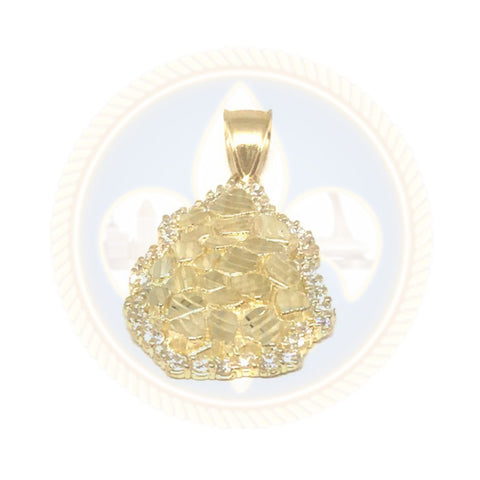 Pendentif Nugget 10KT avec finition coupe diamanté et Zircons NUG_003 - OR QUEBEC 